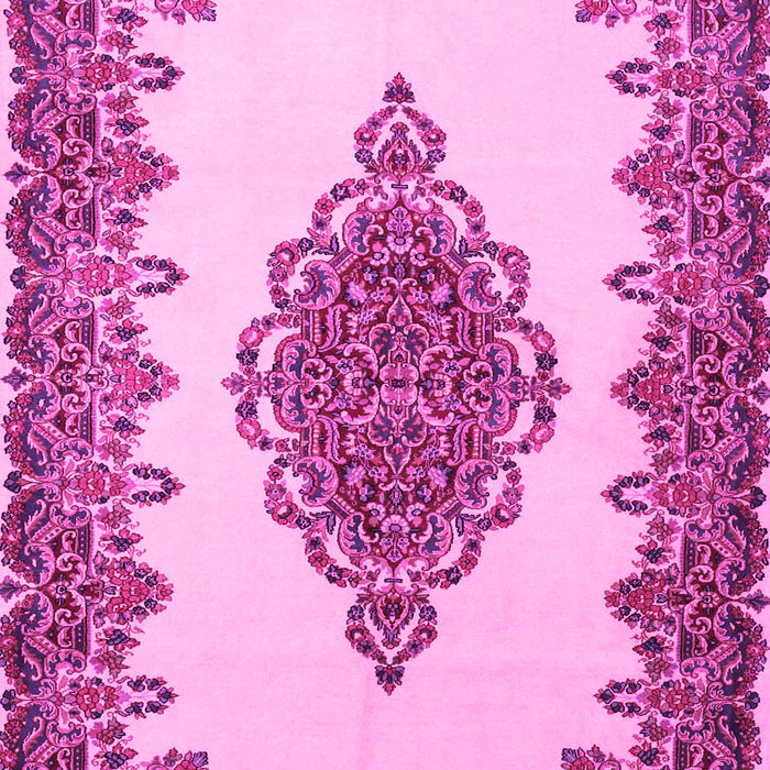 Machine Washable Medallion Pink Traditional Rug, wshtr1731pnk