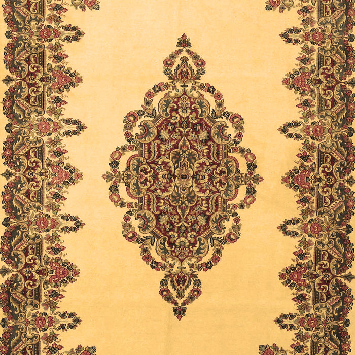 Machine Washable Medallion Brown Traditional Rug, wshtr1731brn
