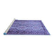 Sideview of Machine Washable Persian Blue Traditional Rug, wshtr1732blu