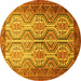 Round Persian Yellow Traditional Rug, tr1732yw