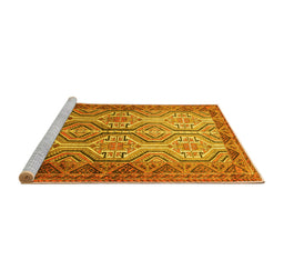 Sideview of Machine Washable Persian Yellow Traditional Rug, wshtr1732yw