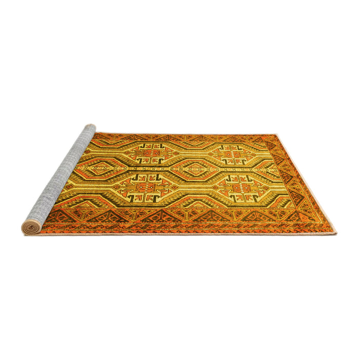 Sideview of Machine Washable Persian Yellow Traditional Rug, wshtr1732yw