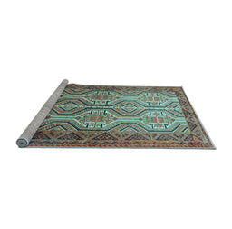 Sideview of Machine Washable Persian Light Blue Traditional Rug, wshtr1732lblu