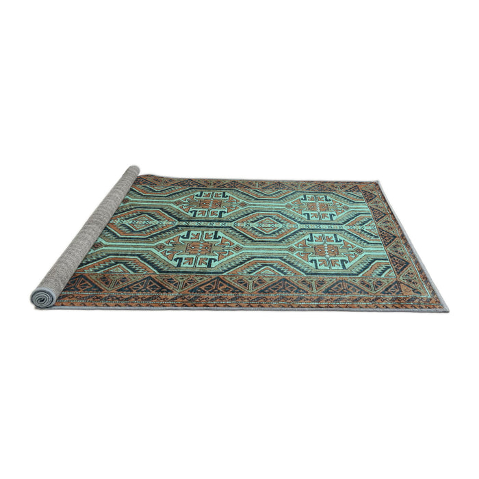 Sideview of Machine Washable Persian Light Blue Traditional Rug, wshtr1732lblu