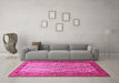 Machine Washable Persian Pink Traditional Rug in a Living Room, wshtr1732pnk