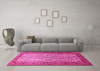 Machine Washable Persian Pink Traditional Rug, wshtr1732pnk