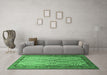 Machine Washable Persian Emerald Green Traditional Area Rugs in a Living Room,, wshtr1732emgrn