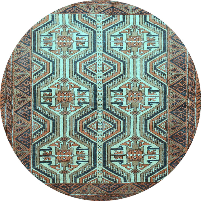 Round Persian Light Blue Traditional Rug, tr1732lblu