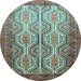 Round Persian Light Blue Traditional Rug, tr1732lblu