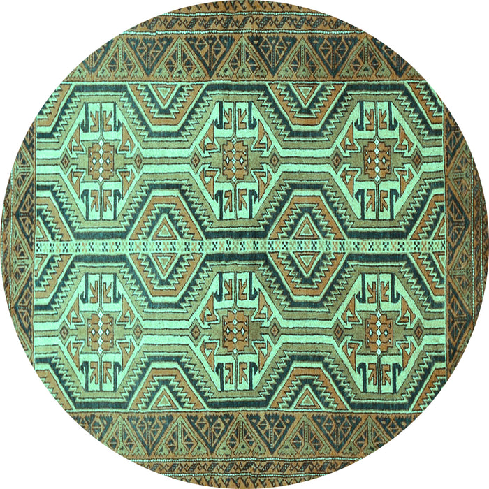 Round Machine Washable Persian Turquoise Traditional Area Rugs, wshtr1732turq