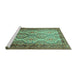 Sideview of Machine Washable Persian Turquoise Traditional Area Rugs, wshtr1732turq