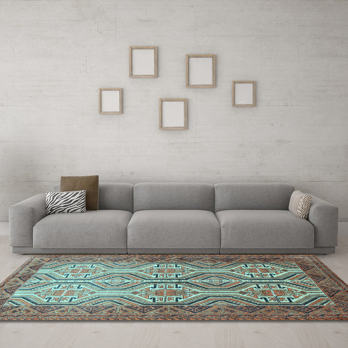 Machine Washable Persian Light Blue Traditional Rug in a Living Room, wshtr1732lblu