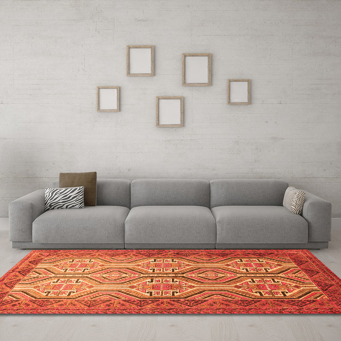 Machine Washable Persian Orange Traditional Area Rugs in a Living Room, wshtr1732org