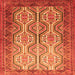 Round Machine Washable Persian Orange Traditional Area Rugs, wshtr1732org