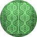 Round Machine Washable Persian Emerald Green Traditional Area Rugs, wshtr1732emgrn