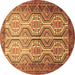 Round Persian Brown Traditional Rug, tr1732brn