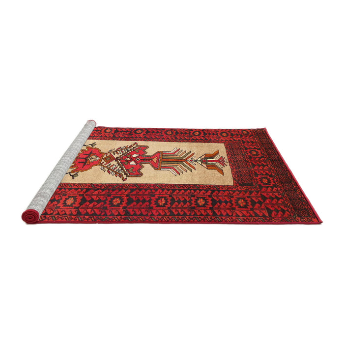 Sideview of Machine Washable Traditional Red Rug, wshtr1733