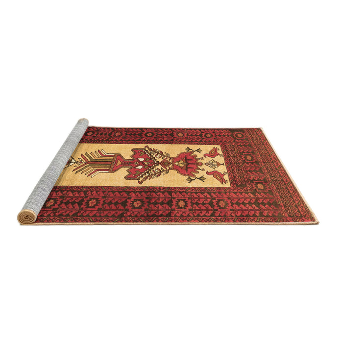 Sideview of Machine Washable Persian Brown Traditional Rug, wshtr1733brn
