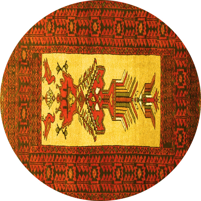 Round Persian Yellow Traditional Rug, tr1733yw
