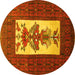Round Persian Yellow Traditional Rug, tr1733yw