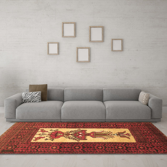 Machine Washable Persian Brown Traditional Rug in a Living Room,, wshtr1733brn