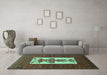 Machine Washable Persian Turquoise Traditional Area Rugs in a Living Room,, wshtr1733turq