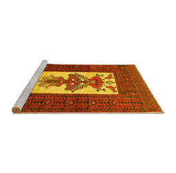 Sideview of Machine Washable Persian Yellow Traditional Rug, wshtr1733yw