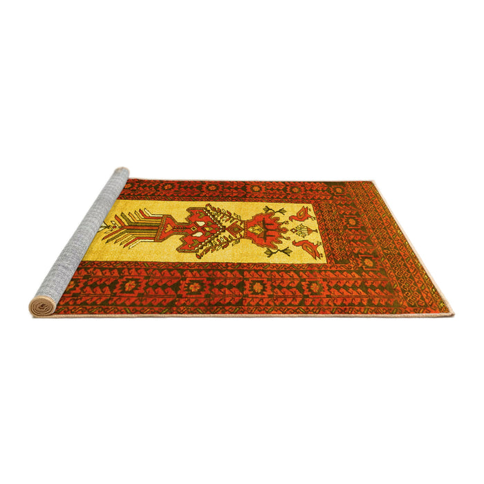 Sideview of Machine Washable Persian Yellow Traditional Rug, wshtr1733yw