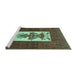 Sideview of Machine Washable Persian Turquoise Traditional Area Rugs, wshtr1733turq