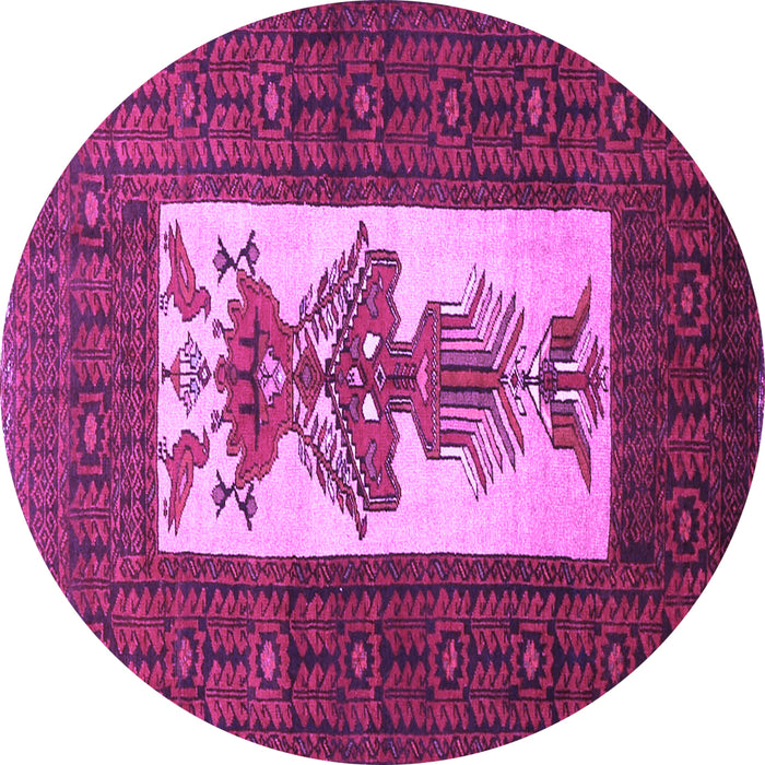 Round Machine Washable Persian Purple Traditional Area Rugs, wshtr1733pur