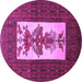 Round Machine Washable Persian Purple Traditional Area Rugs, wshtr1733pur