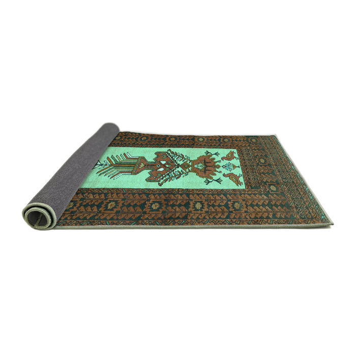 Sideview of Persian Turquoise Traditional Rug, tr1733turq