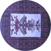 Round Persian Blue Traditional Rug, tr1733blu