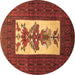 Round Persian Brown Traditional Rug, tr1733brn