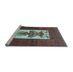 Sideview of Machine Washable Persian Light Blue Traditional Rug, wshtr1733lblu
