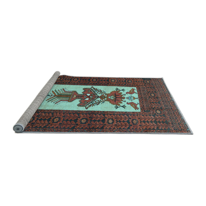 Sideview of Machine Washable Persian Light Blue Traditional Rug, wshtr1733lblu