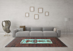 Machine Washable Persian Light Blue Traditional Rug in a Living Room, wshtr1733lblu