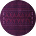 Round Machine Washable Persian Purple Traditional Area Rugs, wshtr1734pur