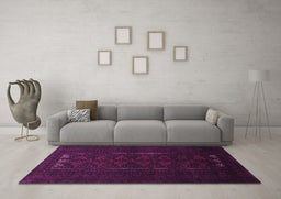 Machine Washable Persian Purple Traditional Area Rugs in a Living Room, wshtr1734pur