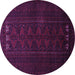 Round Persian Purple Traditional Rug, tr1734pur
