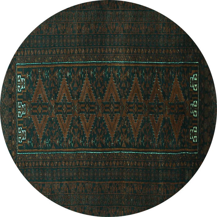 Round Machine Washable Persian Turquoise Traditional Area Rugs, wshtr1734turq