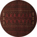 Round Persian Brown Traditional Rug, tr1734brn