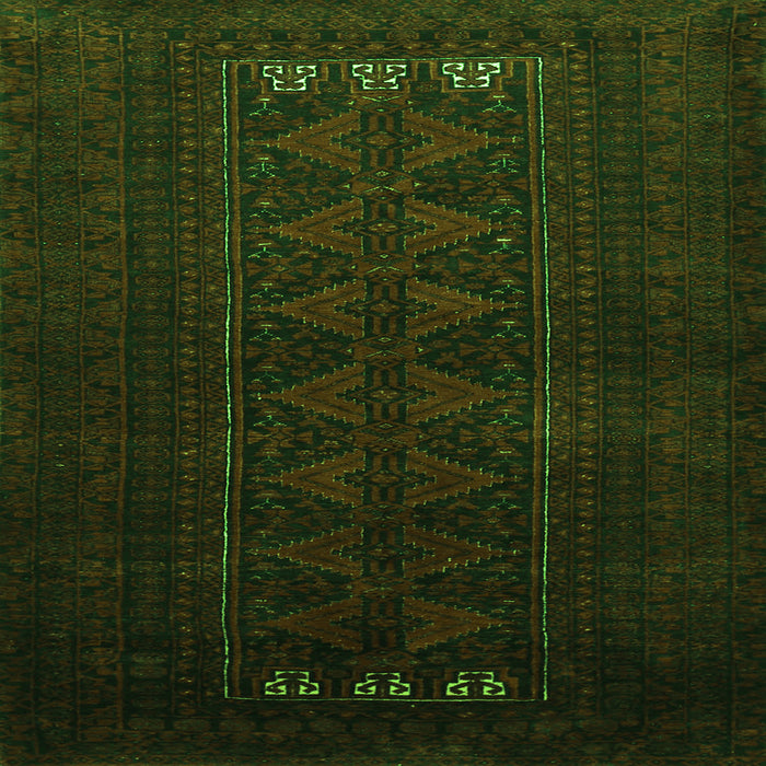 Round Machine Washable Persian Green Traditional Area Rugs, wshtr1734grn