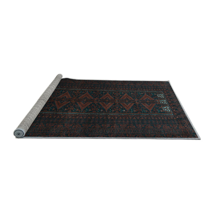 Sideview of Machine Washable Persian Light Blue Traditional Rug, wshtr1734lblu