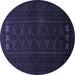 Round Machine Washable Persian Blue Traditional Rug, wshtr1734blu