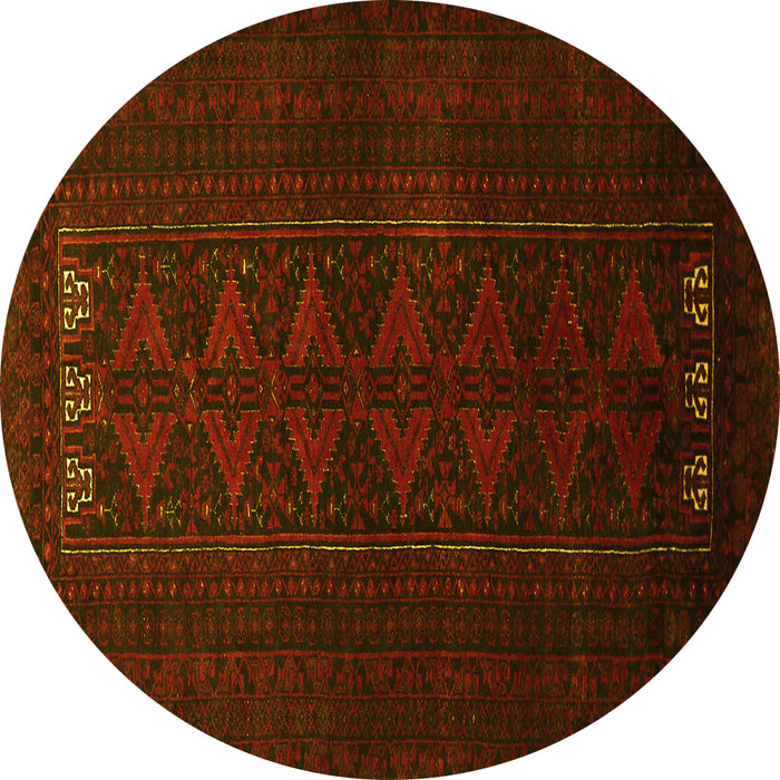 Round Persian Yellow Traditional Rug, tr1734yw