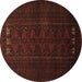 Round Machine Washable Persian Brown Traditional Rug, wshtr1734brn