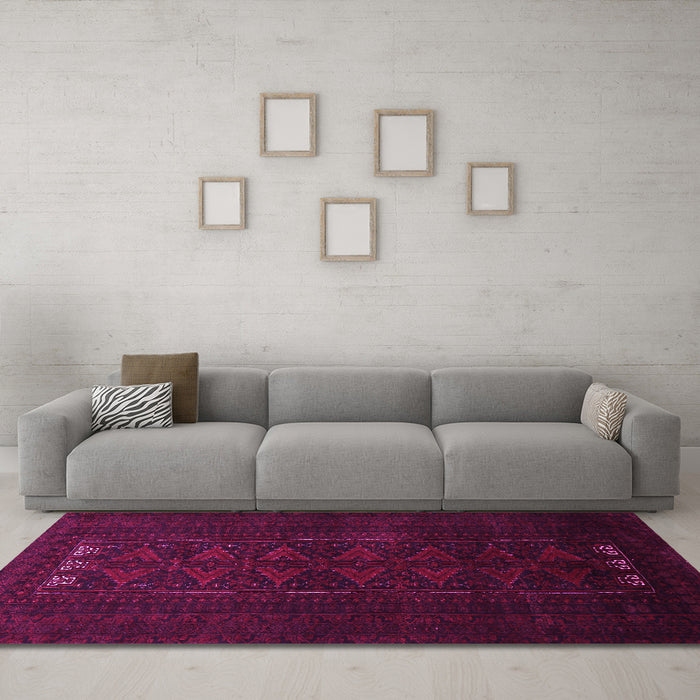 Machine Washable Persian Pink Traditional Rug in a Living Room, wshtr1734pnk