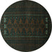 Round Persian Turquoise Traditional Rug, tr1734turq