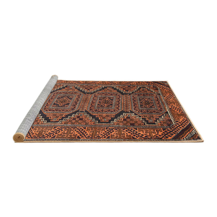 Sideview of Machine Washable Traditional Bronze Brown Rug, wshtr1735